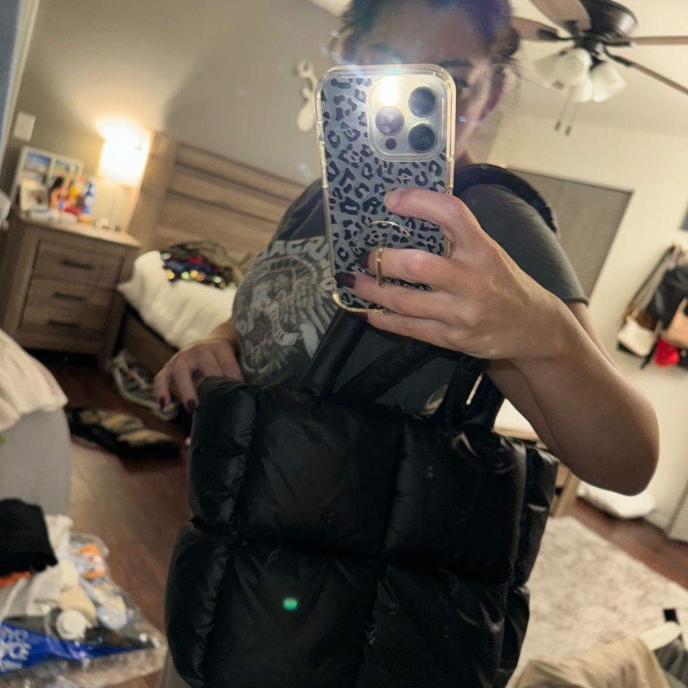 Medium Sized Black Basic Puffer Tote Bag Purse - image 3